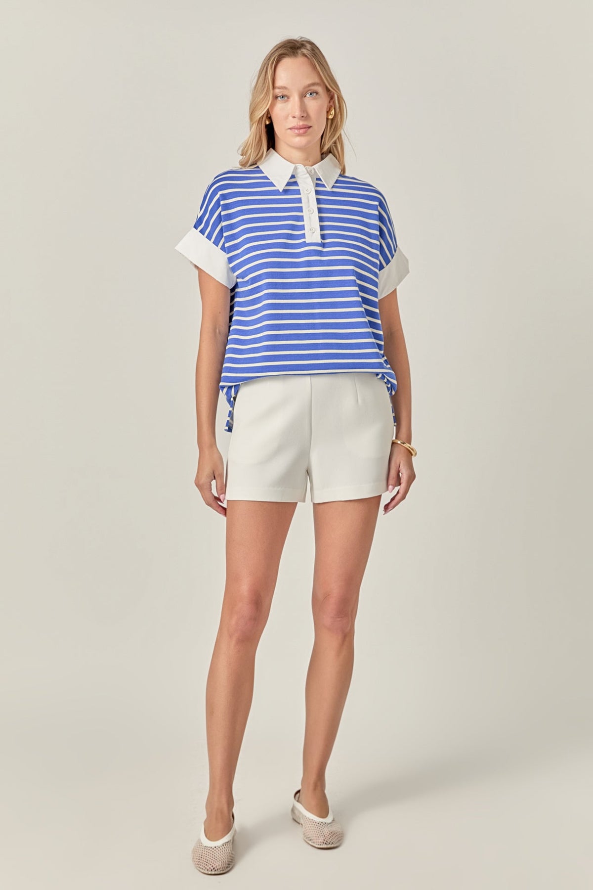 ENGLISH FACTORY - Classic Striped Polo Sweatshirt - TOPS available at Objectrare