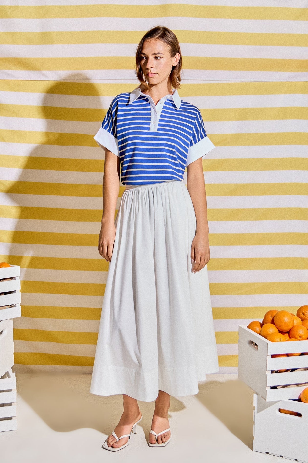 Classic Striped Polo Sweatshirt