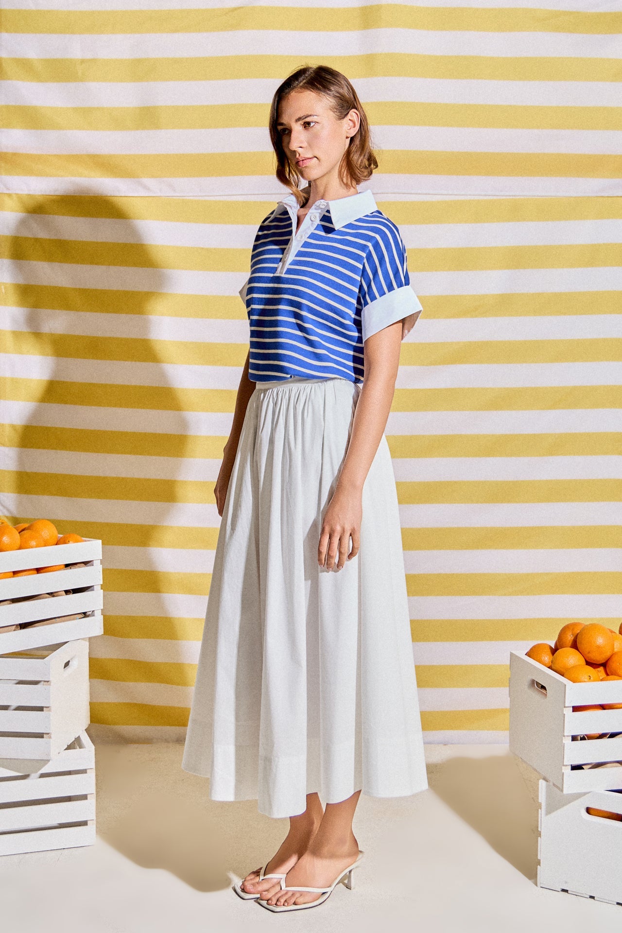 Classic Striped Polo Sweatshirt