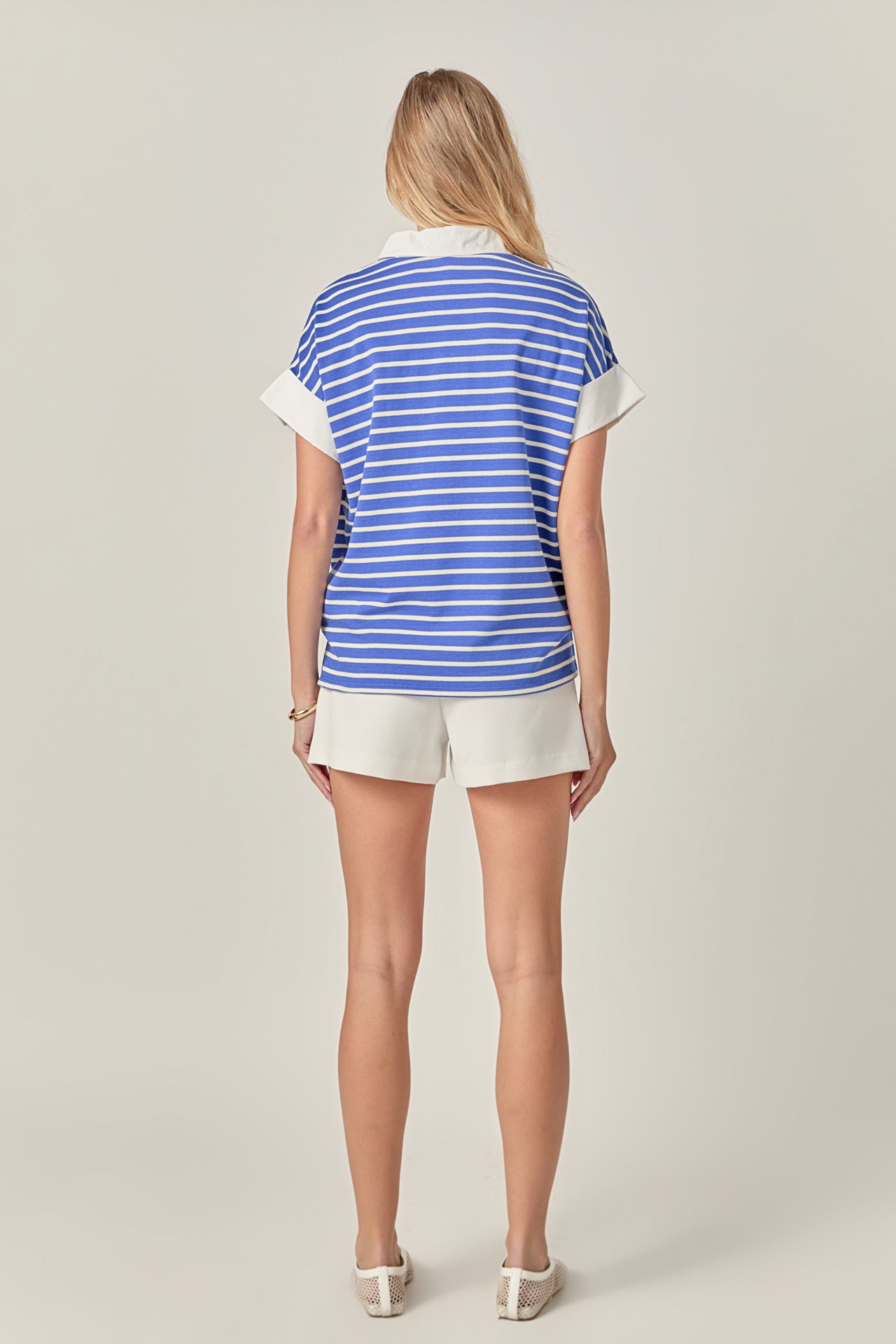 ENGLISH FACTORY - Classic Striped Polo Sweatshirt - TOPS available at Objectrare