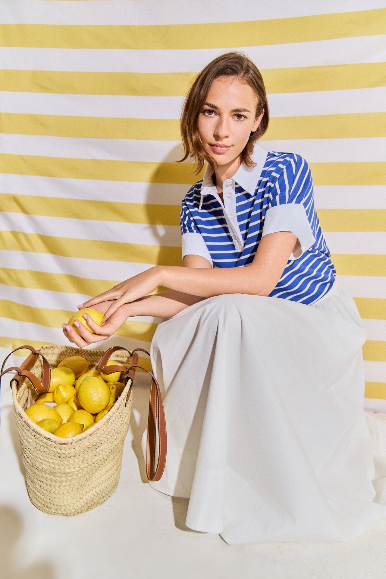 Classic Striped Polo Sweatshirt