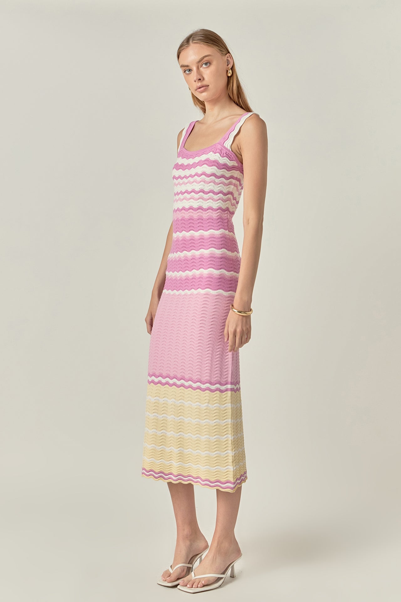 ENGLISH FACTORY - Pastel Waves Crochet Midi Dress - DRESSES available at Objectrare