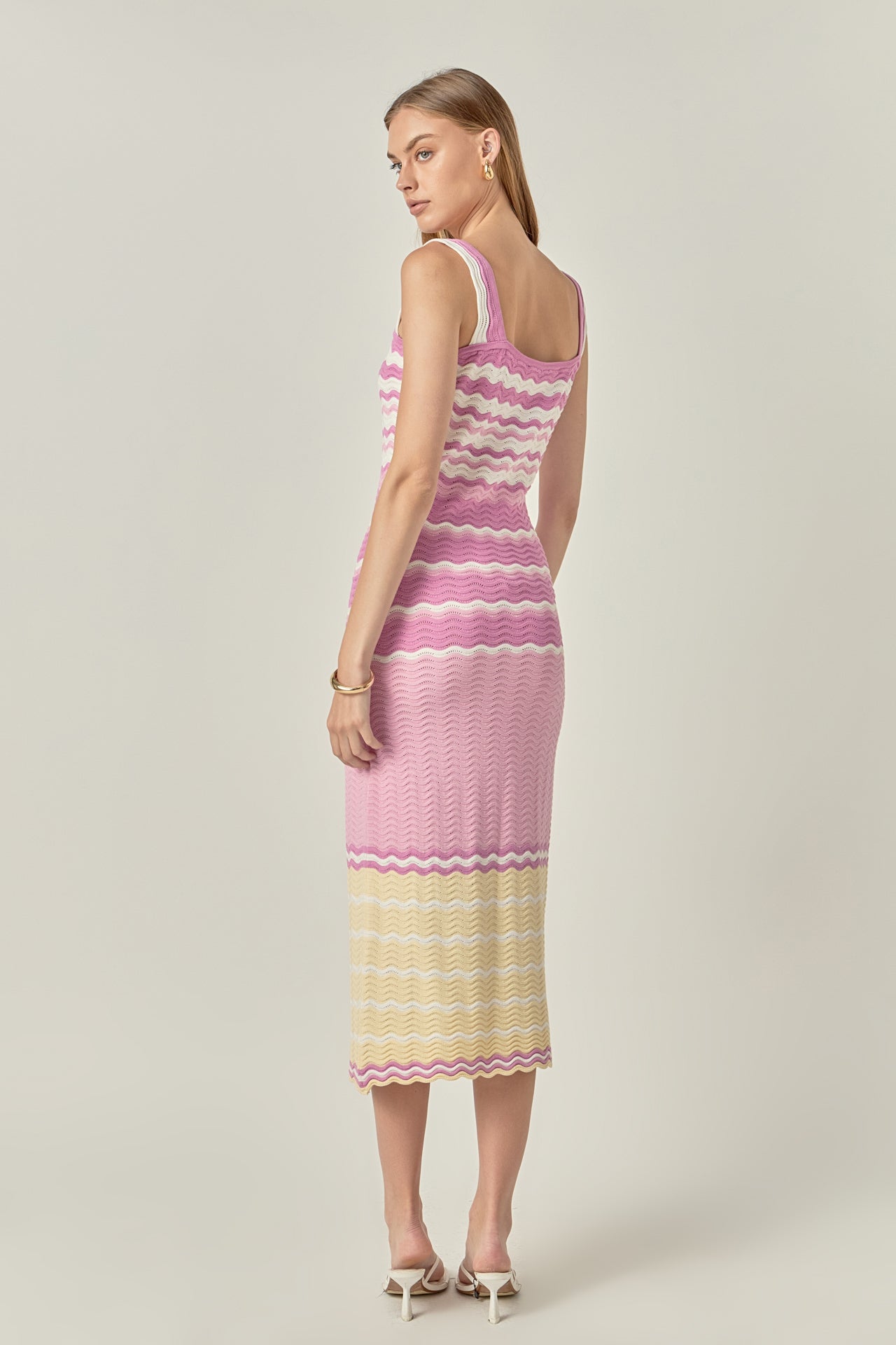 ENGLISH FACTORY - Pastel Waves Crochet Midi Dress - DRESSES available at Objectrare
