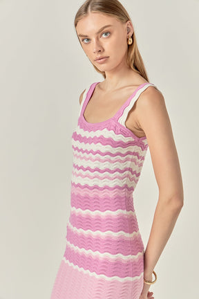 ENGLISH FACTORY - Pastel Waves Crochet Midi Dress - DRESSES available at Objectrare
