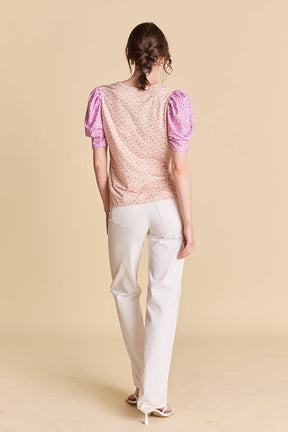 LA'VEN - Floral Knit Detail Top - TOPS available at Objectrare