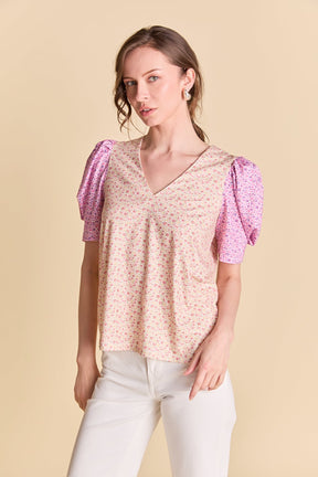 LA'VEN - Floral Knit Detail Top - TOPS available at Objectrare