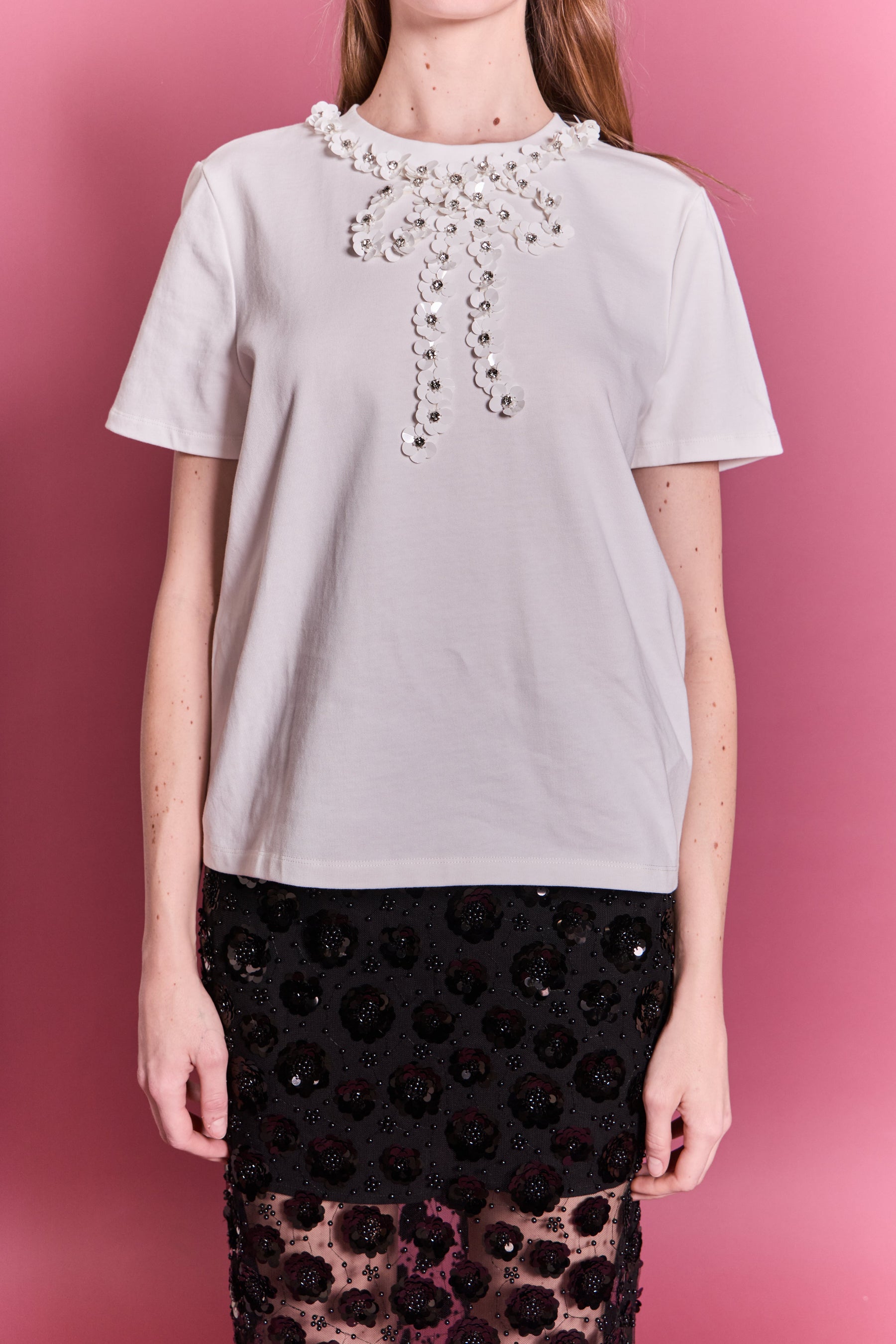 ENGLISH FACTORY - Bow Bead Detail Top - TOPS available at Objectrare