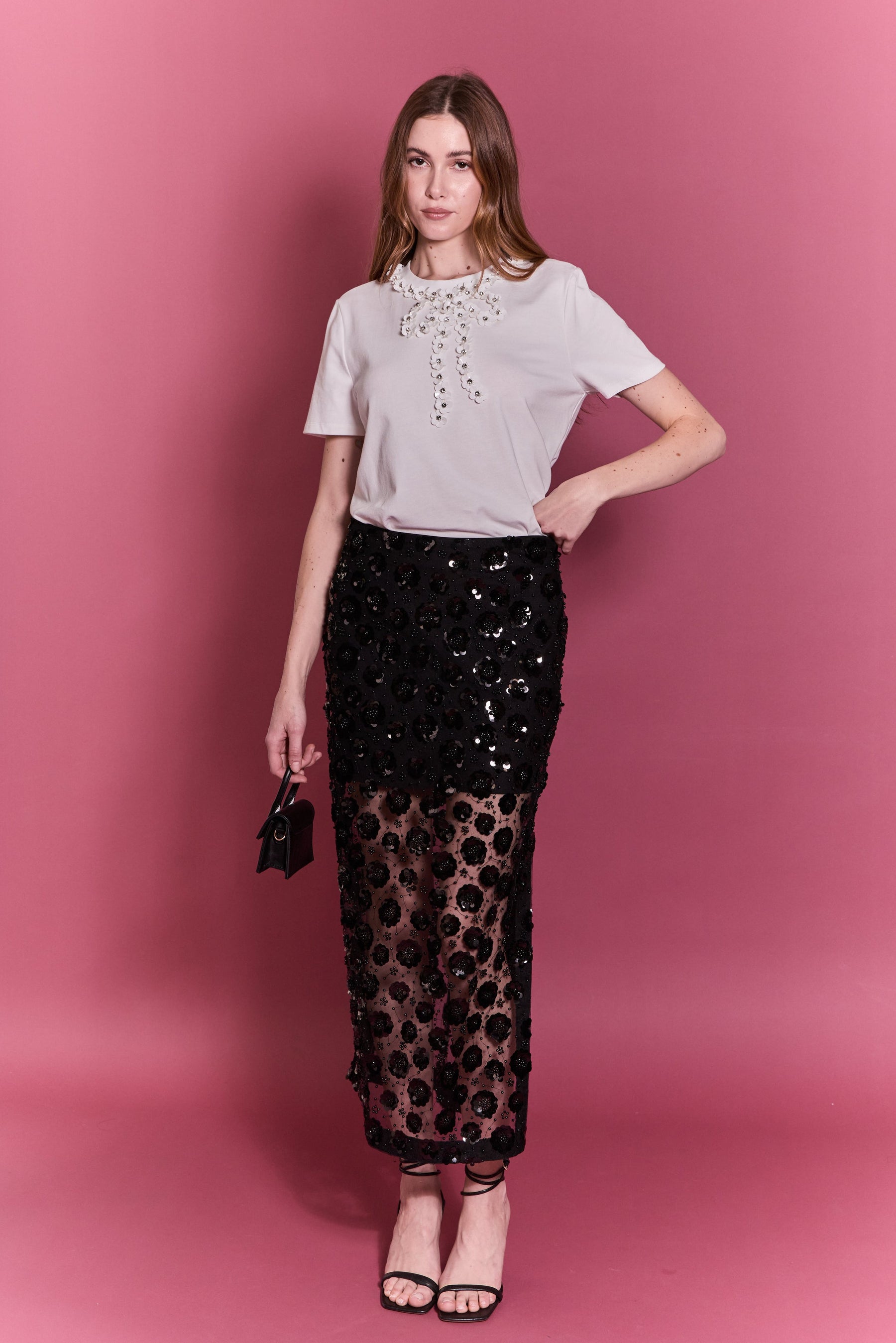 ENGLISH FACTORY - Bow Bead Detail Top - TOPS available at Objectrare