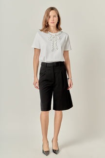 ENGLISH FACTORY - Bow Bead Detail Top - TOPS available at Objectrare