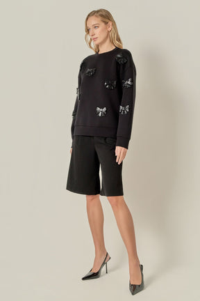 ENGLISH FACTORY - Pearl Bow Scuba Sweatshirt - TOPS available at Objectrare