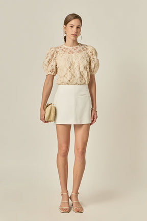 ENGLISH FACTORY - Floral Texture Puff Sleeve Top - TOPS available at Objectrare