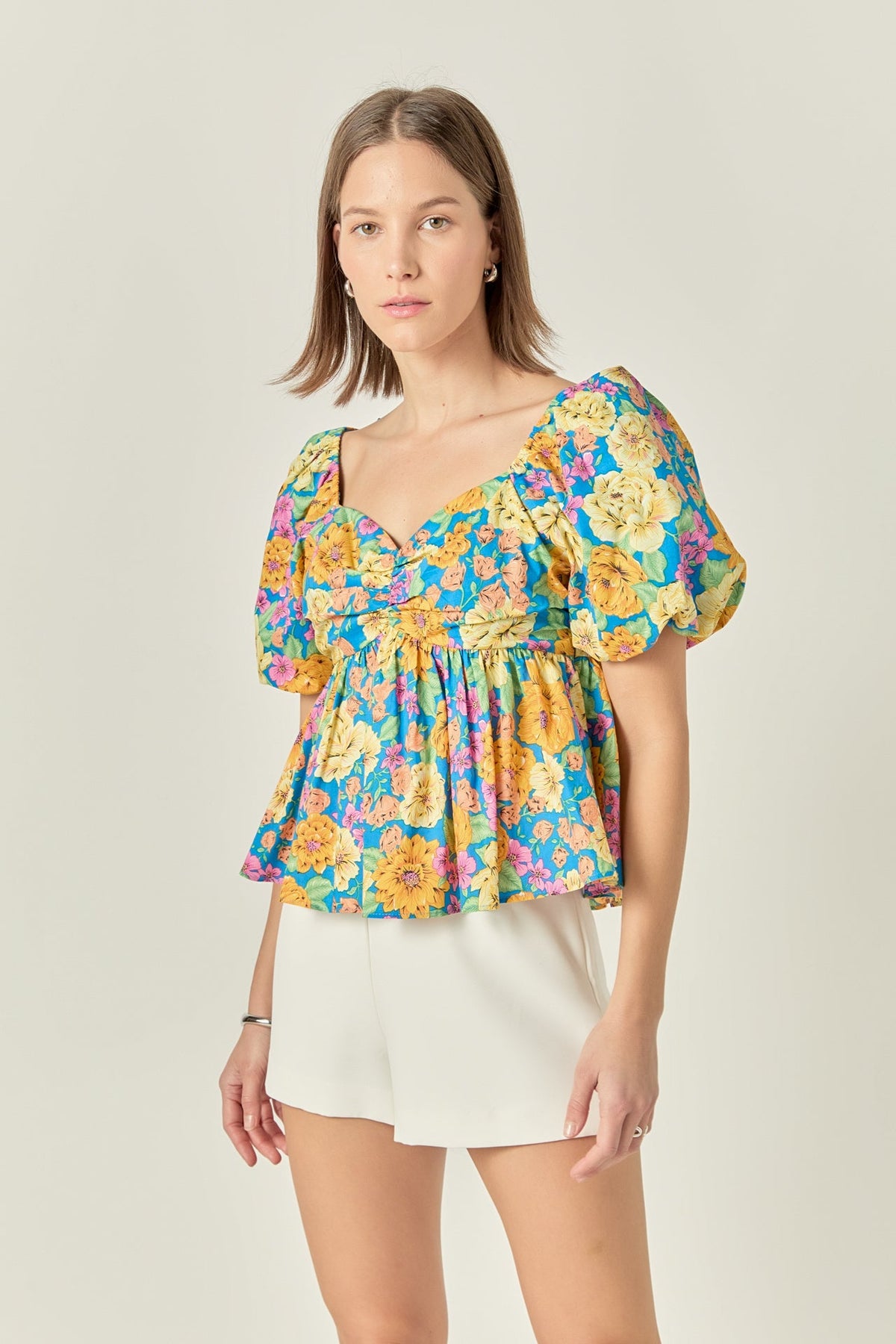 ENGLISH FACTORY - Floral Puff Sleeve Top - TOPS available at Objectrare