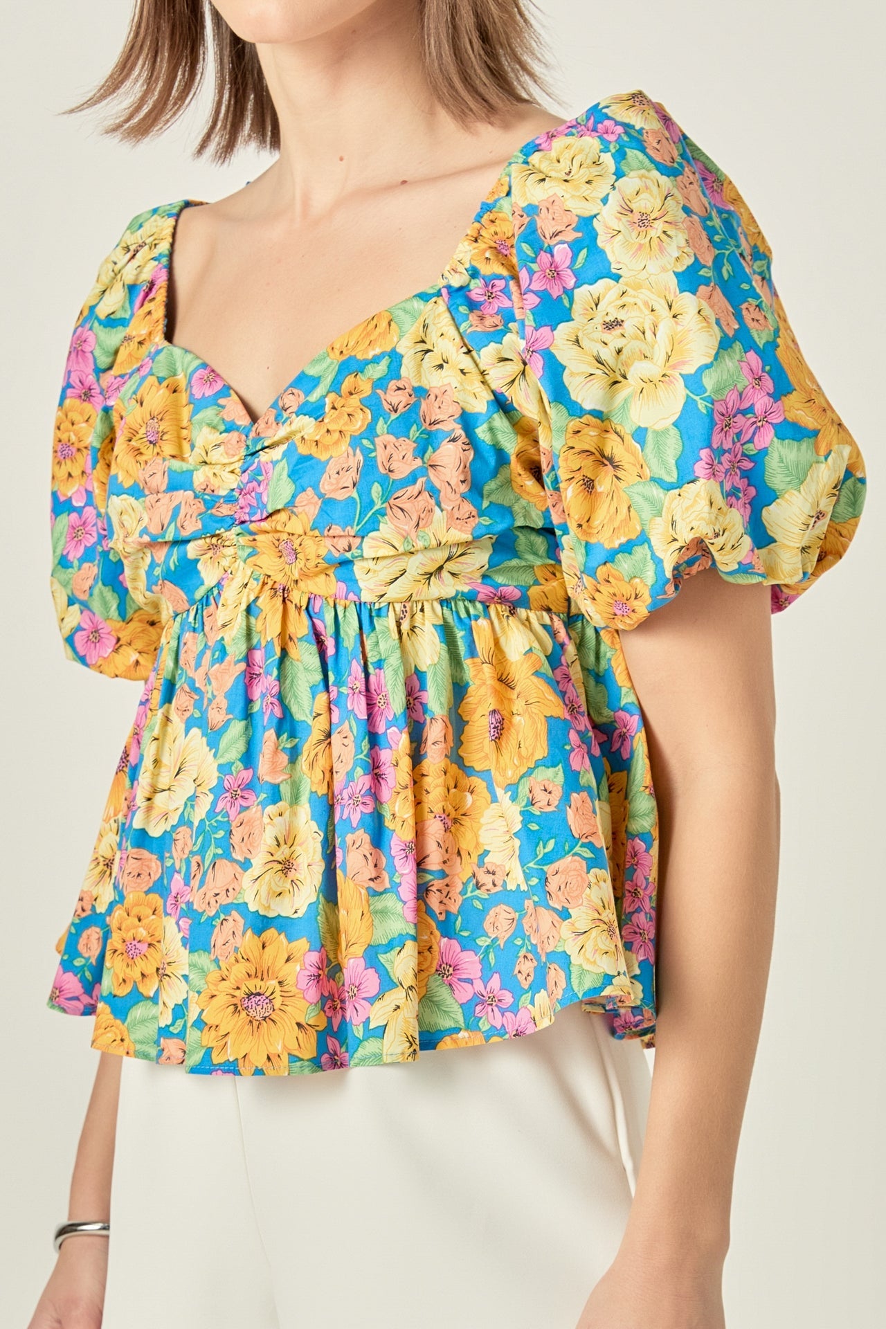 ENGLISH FACTORY - Floral Puff Sleeve Top - TOPS available at Objectrare