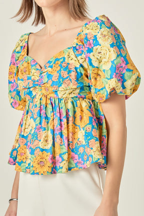 ENGLISH FACTORY - Floral Puff Sleeve Top - TOPS available at Objectrare