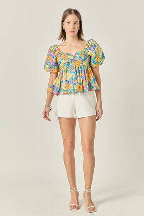 ENGLISH FACTORY - Floral Puff Sleeve Top - TOPS available at Objectrare