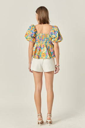 ENGLISH FACTORY - Floral Puff Sleeve Top - TOPS available at Objectrare