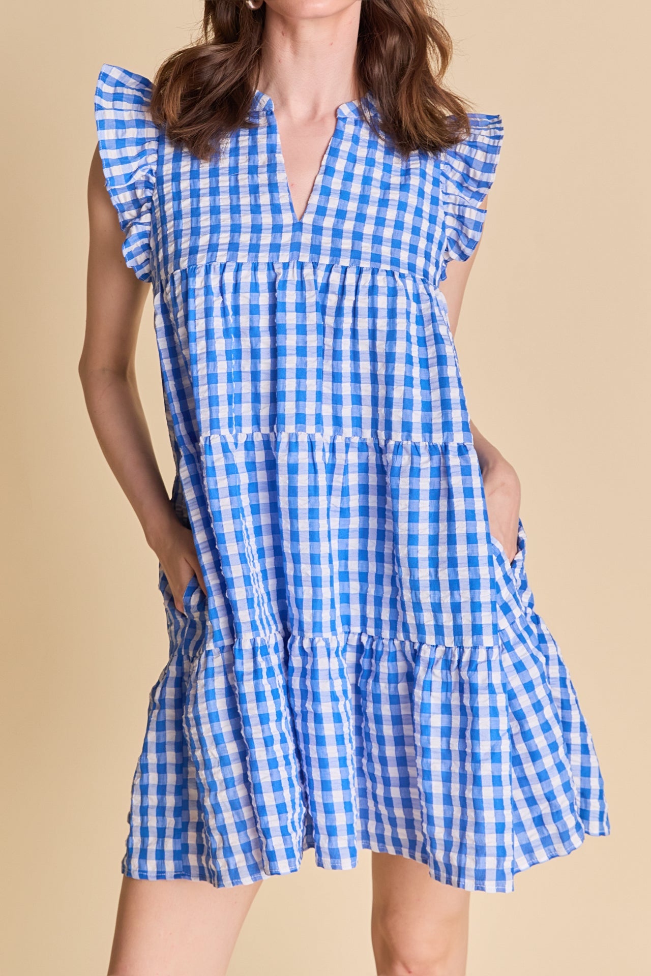 ENGLISH FACTORY - Gingham Check Babydoll Mini Dress - DRESSES available at Objectrare