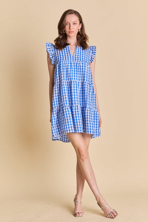 ENGLISH FACTORY - Gingham Check Babydoll Mini Dress - DRESSES available at Objectrare
