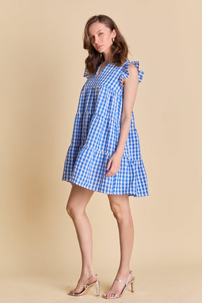 ENGLISH FACTORY - Gingham Check Babydoll Mini Dress - DRESSES available at Objectrare