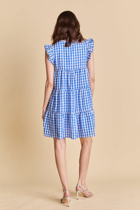 ENGLISH FACTORY - Gingham Check Babydoll Mini Dress - DRESSES available at Objectrare