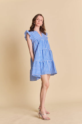 ENGLISH FACTORY - Gingham Check Babydoll Mini Dress - DRESSES available at Objectrare