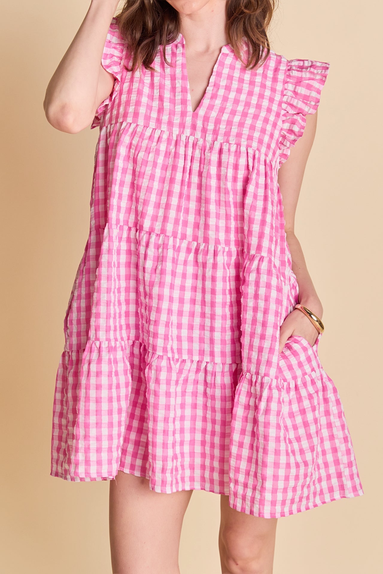 ENGLISH FACTORY - Gingham Check Babydoll Mini Dress - DRESSES available at Objectrare