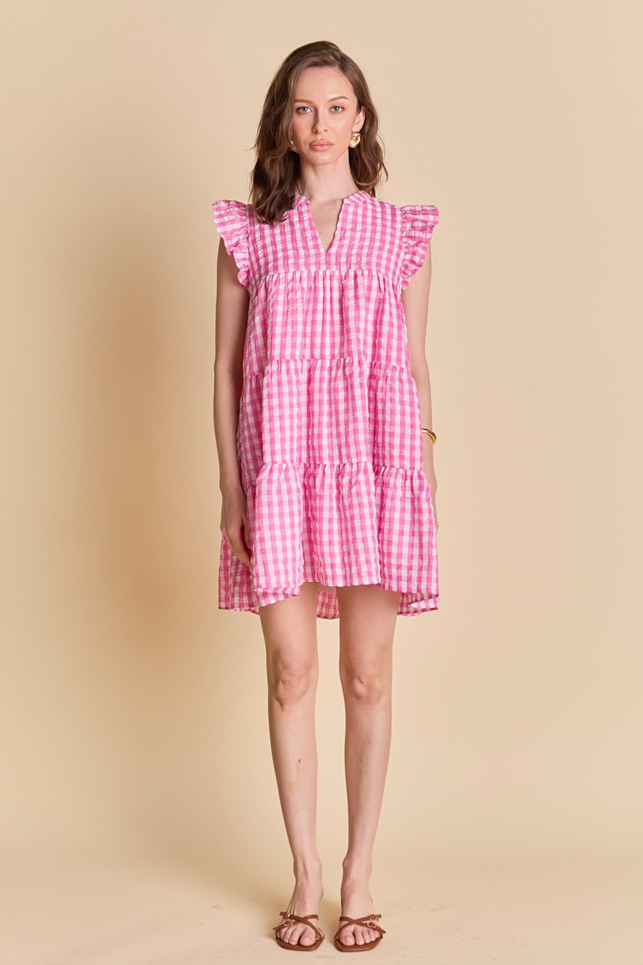 ENGLISH FACTORY - Gingham Check Babydoll Mini Dress - DRESSES available at Objectrare