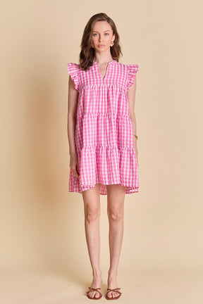 ENGLISH FACTORY - Gingham Check Babydoll Mini Dress - DRESSES available at Objectrare
