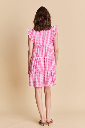 ENGLISH FACTORY - Gingham Check Babydoll Mini Dress - DRESSES available at Objectrare
