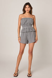 ENGLISH FACTORY - Gingham Check Strapless Top - TOPS available at Objectrare