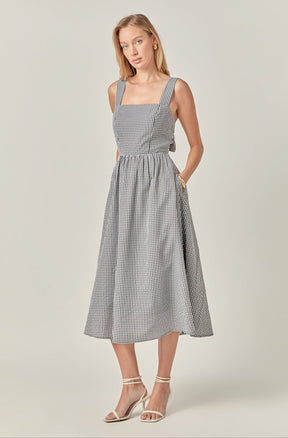 ENGLISH FACTORY - Gingham Check Square Neck Dress - DRESSES available at Objectrare