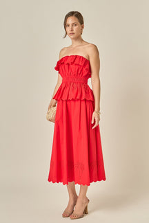 ENGLISH FACTORY - Sweet Scallop Midi Skirt - SKIRTS available at Objectrare