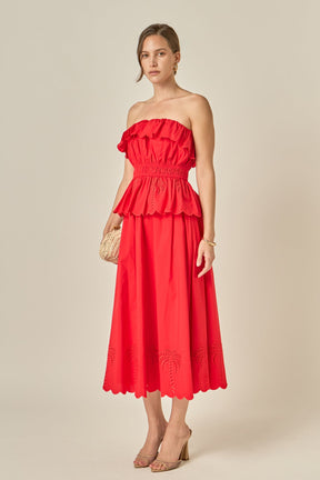 ENGLISH FACTORY - Sweet Scallop Midi Skirt - SKIRTS available at Objectrare