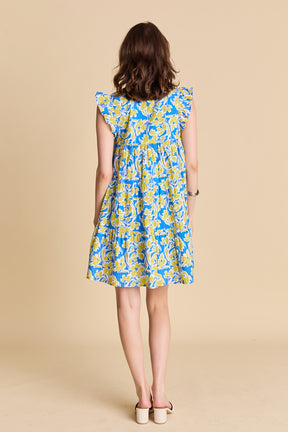 LA'VEN - Floral Printed Babydoll Mini Dress - DRESSES available at Objectrare