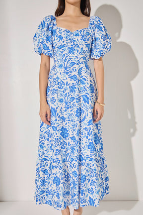 LA'VEN - Print Back Bow Tie Maxi Dress - DRESSES available at Objectrare