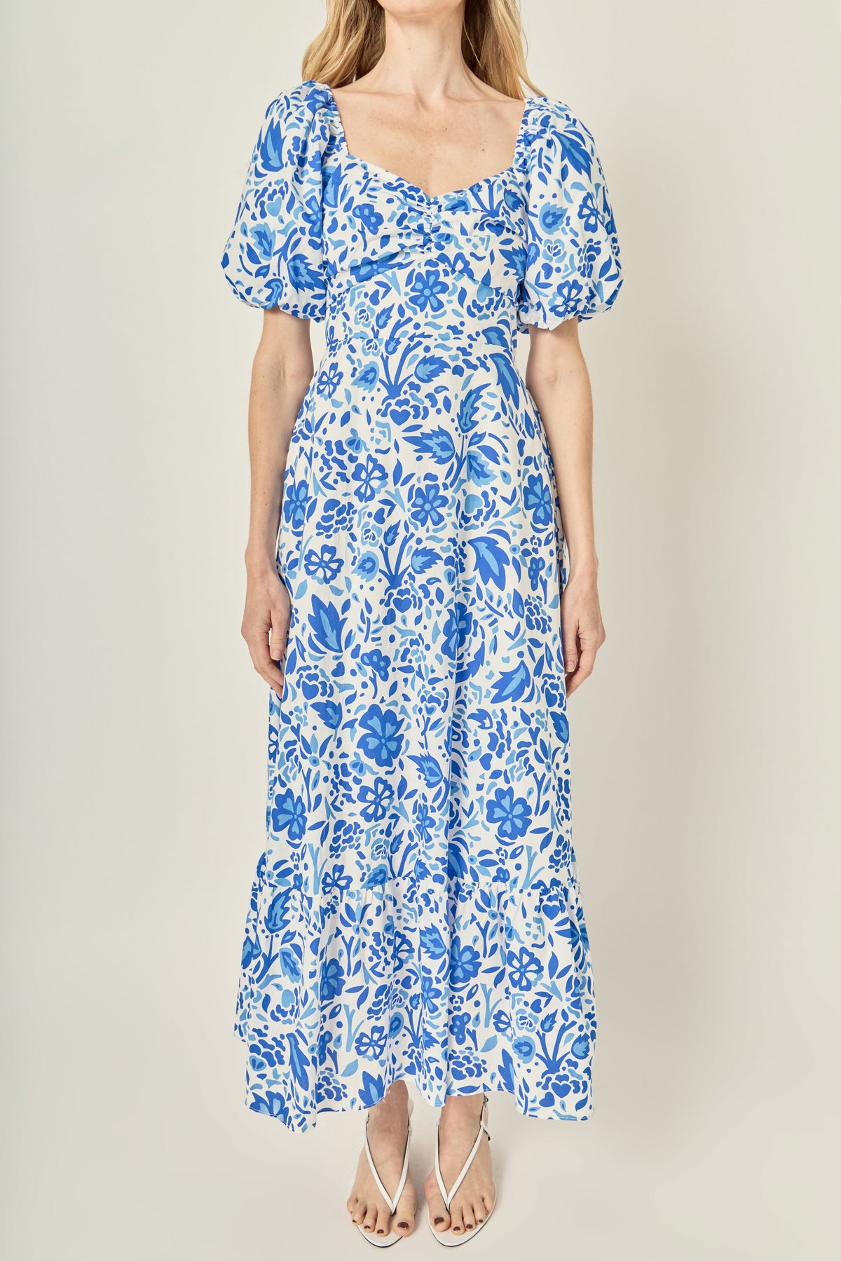 LA'VEN - Print Back Bow Tie Maxi Dress - DRESSES available at Objectrare