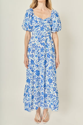 LA'VEN - Print Back Bow Tie Maxi Dress - DRESSES available at Objectrare