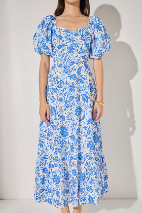 LA'VEN - Print Back Bow Tie Maxi Dress - DRESSES available at Objectrare