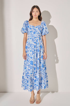 LA'VEN - Print Back Bow Tie Maxi Dress - DRESSES available at Objectrare