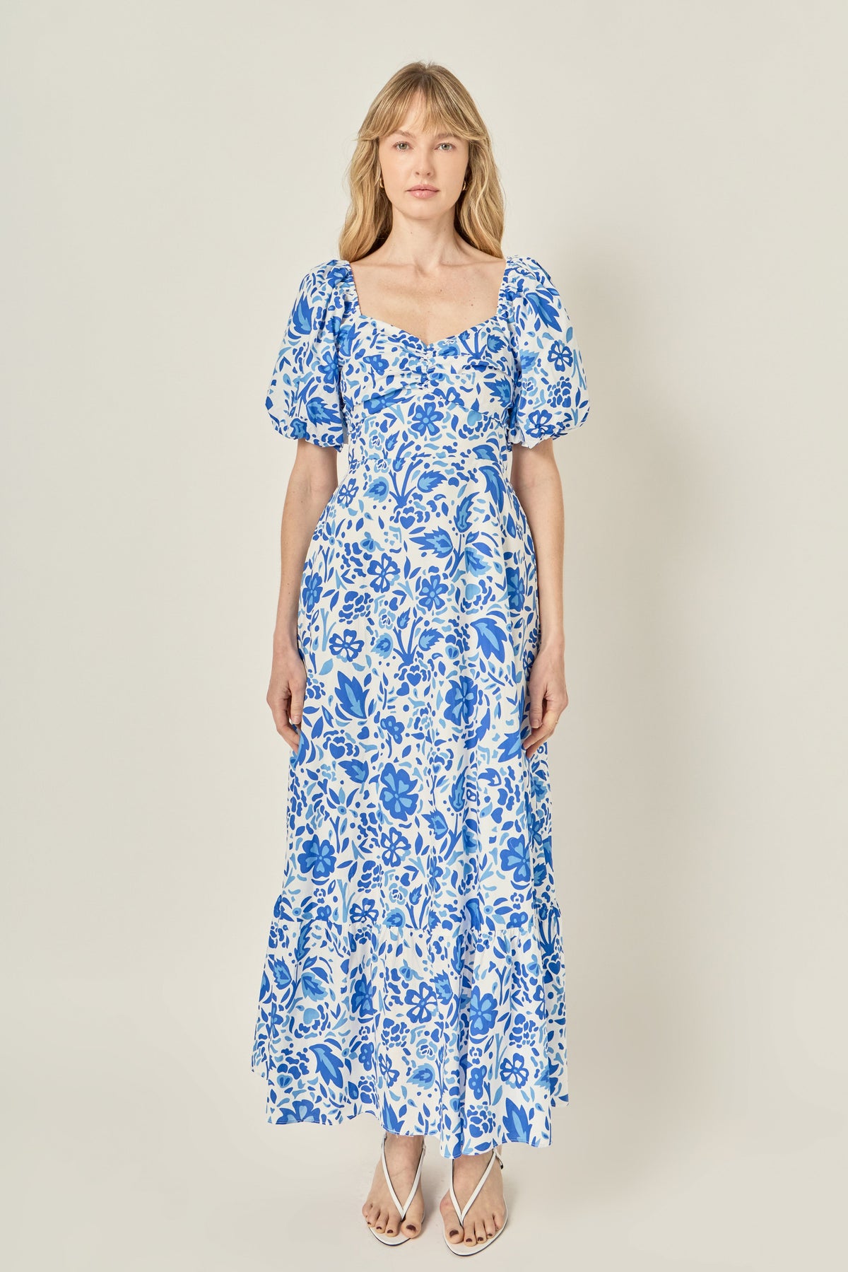 LA'VEN - Print Back Bow Tie Maxi Dress - DRESSES available at Objectrare