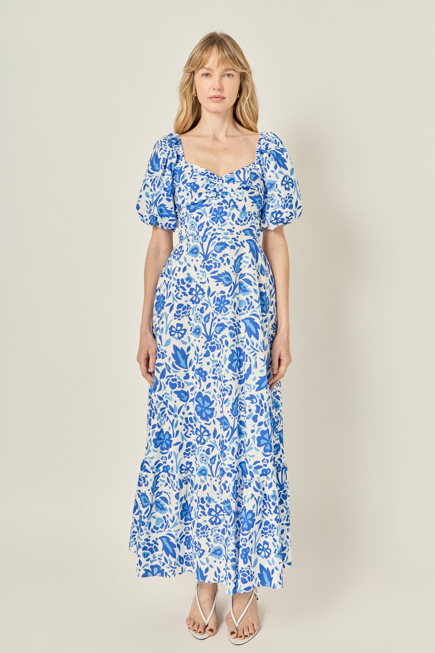 LA'VEN - Print Back Bow Tie Maxi Dress - DRESSES available at Objectrare