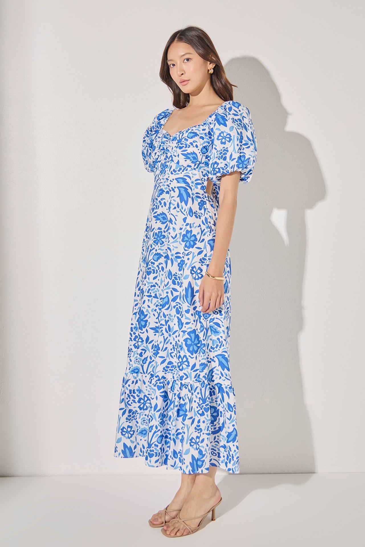 LA'VEN - Print Back Bow Tie Maxi Dress - DRESSES available at Objectrare