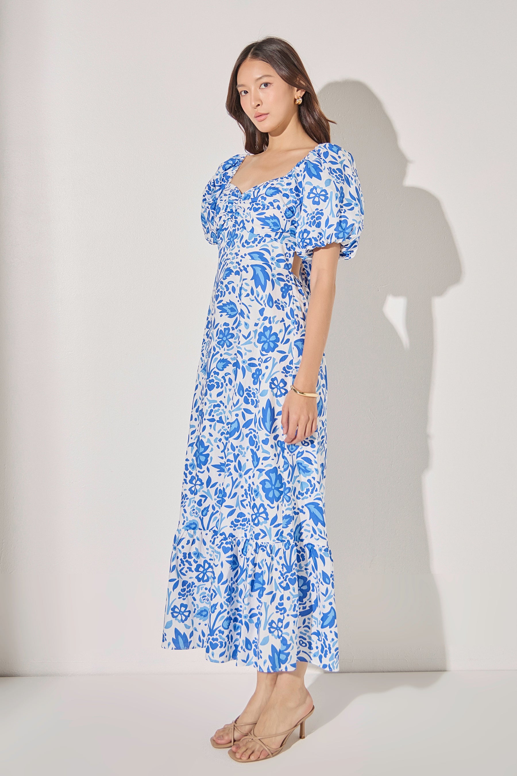 LA'VEN - Print Back Bow Tie Maxi Dress - DRESSES available at Objectrare