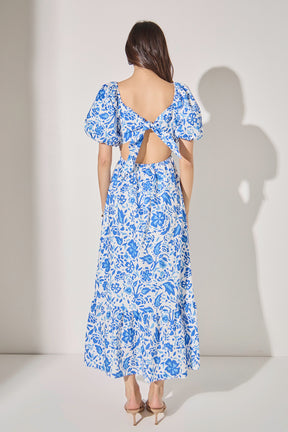 LA'VEN - Print Back Bow Tie Maxi Dress - DRESSES available at Objectrare