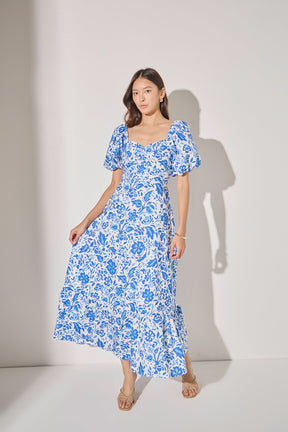 LA'VEN - Print Back Bow Tie Maxi Dress - DRESSES available at Objectrare