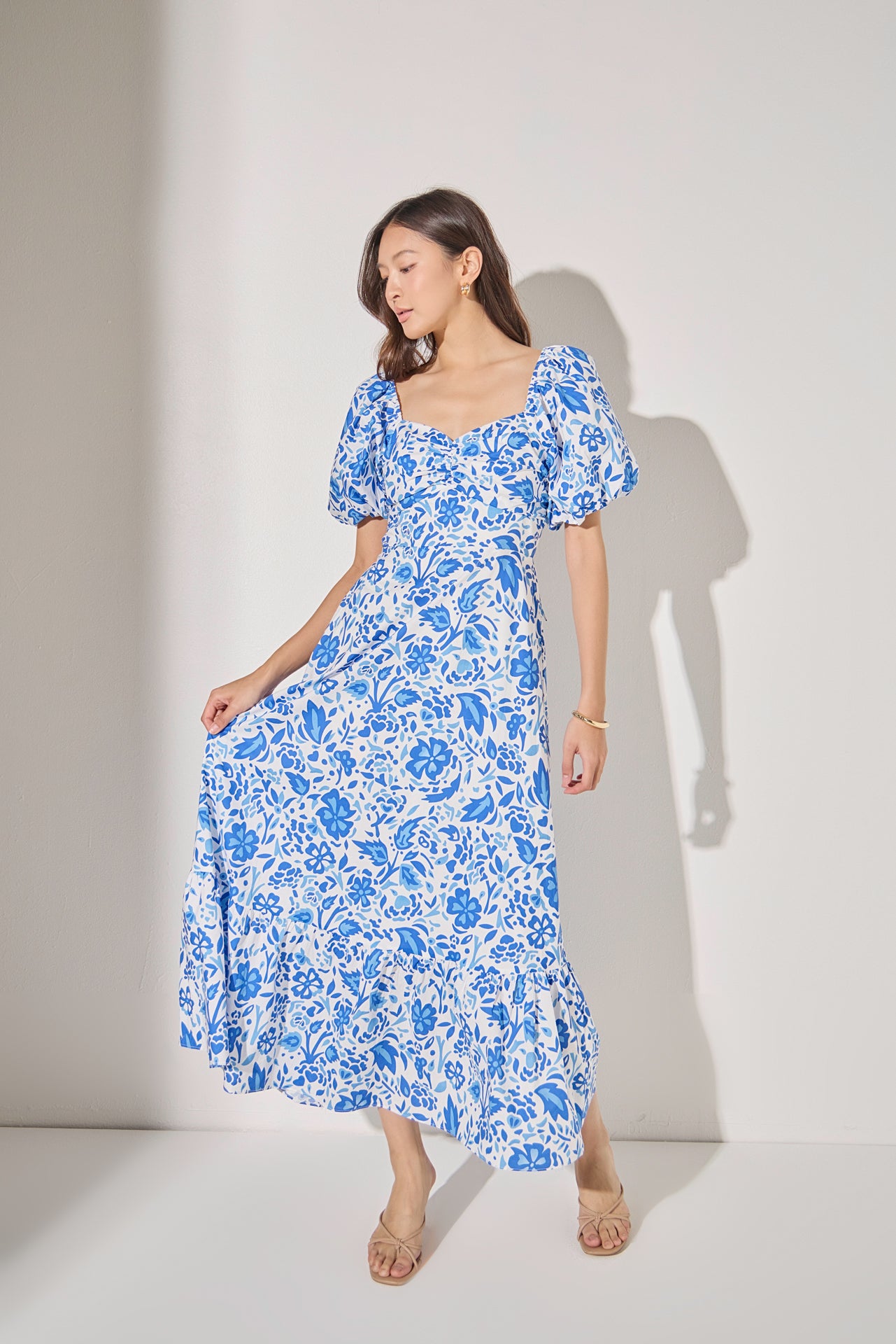 LA'VEN - Print Back Bow Tie Maxi Dress - DRESSES available at Objectrare