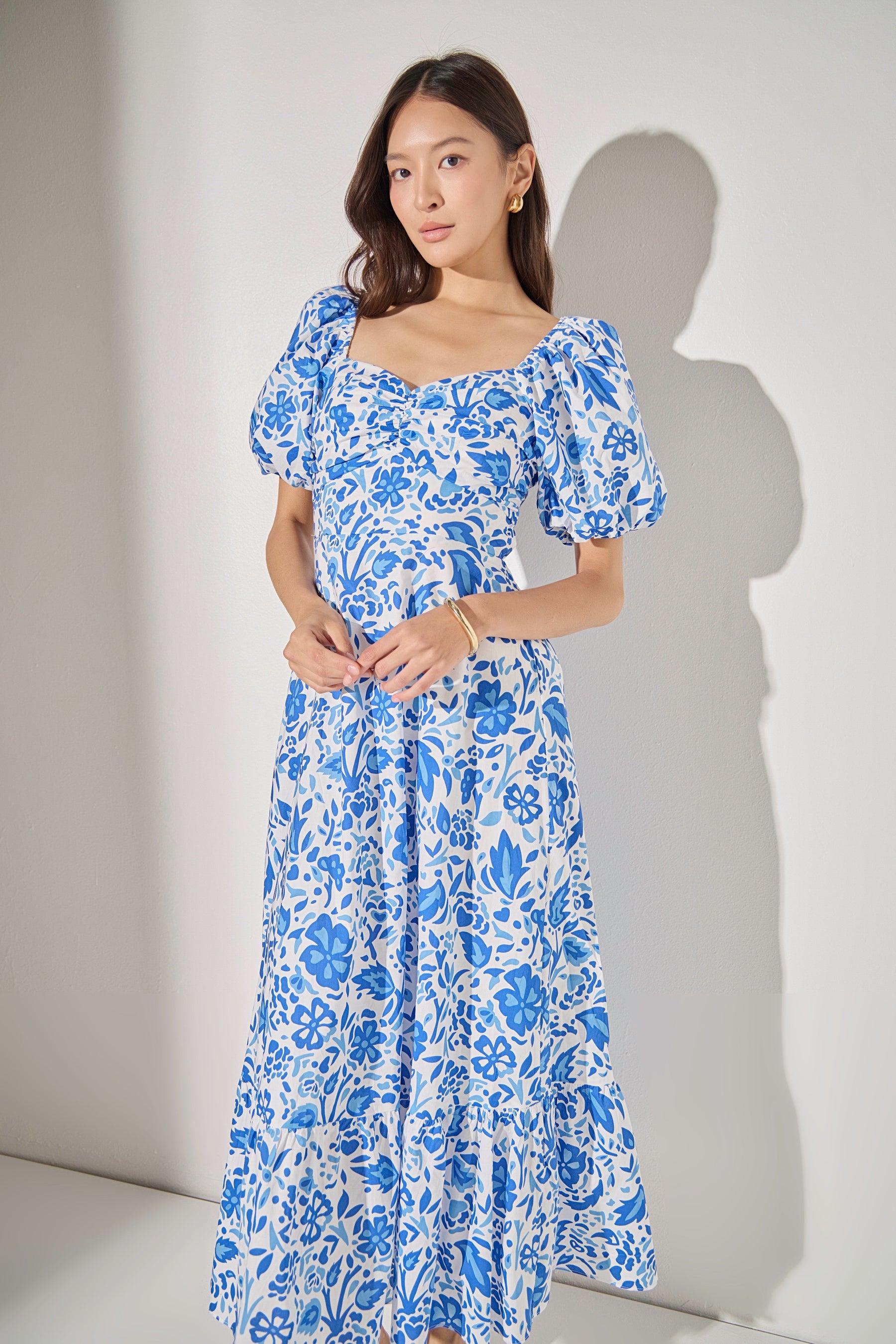 LA'VEN - Print Back Bow Tie Maxi Dress - DRESSES available at Objectrare