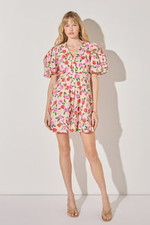 LA'VEN - Floral Print Mini Dress With Button Detail - DRESSES available at Objectrare