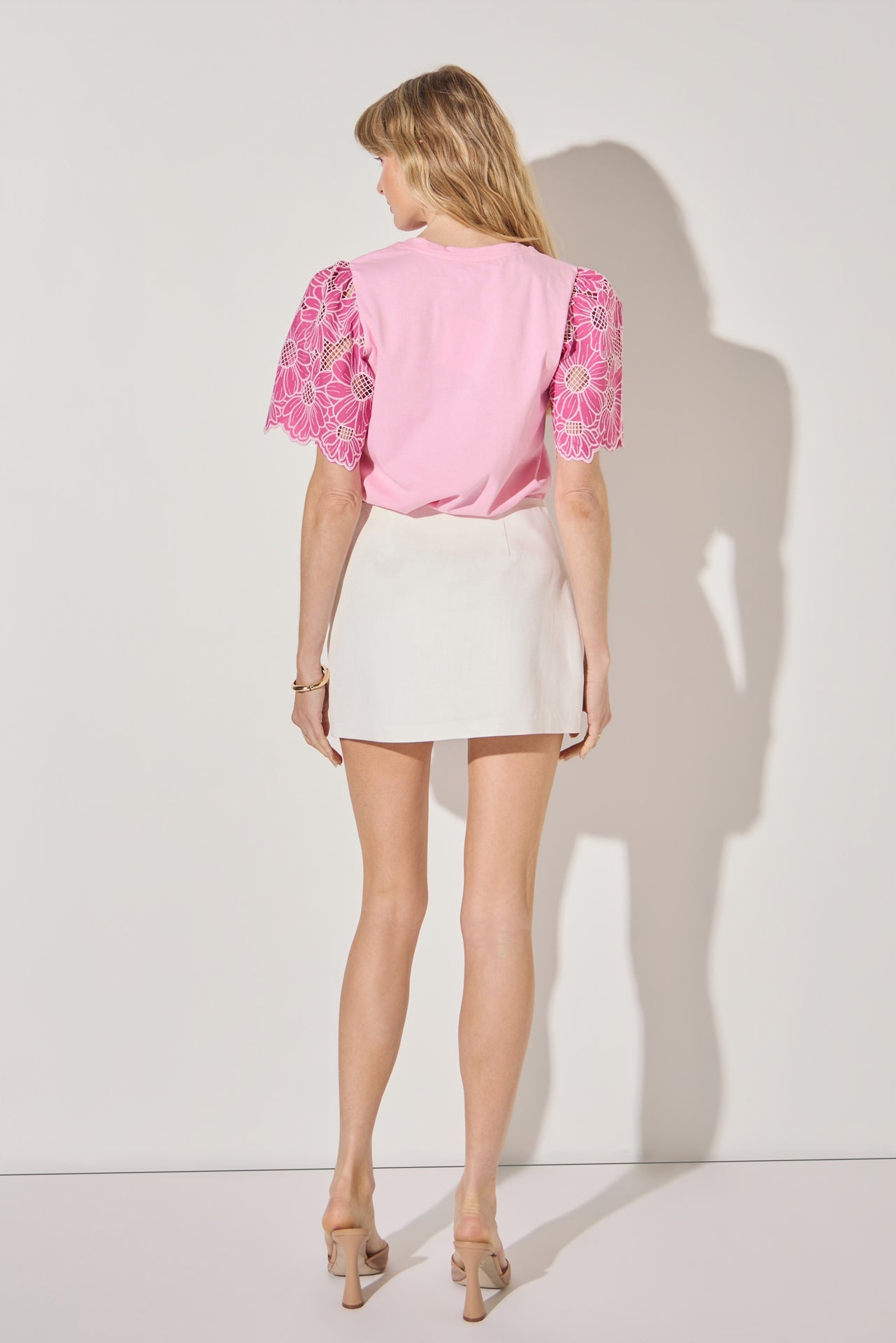LA'VEN - Mixed Media Puff Sleeve Top - TOPS available at Objectrare