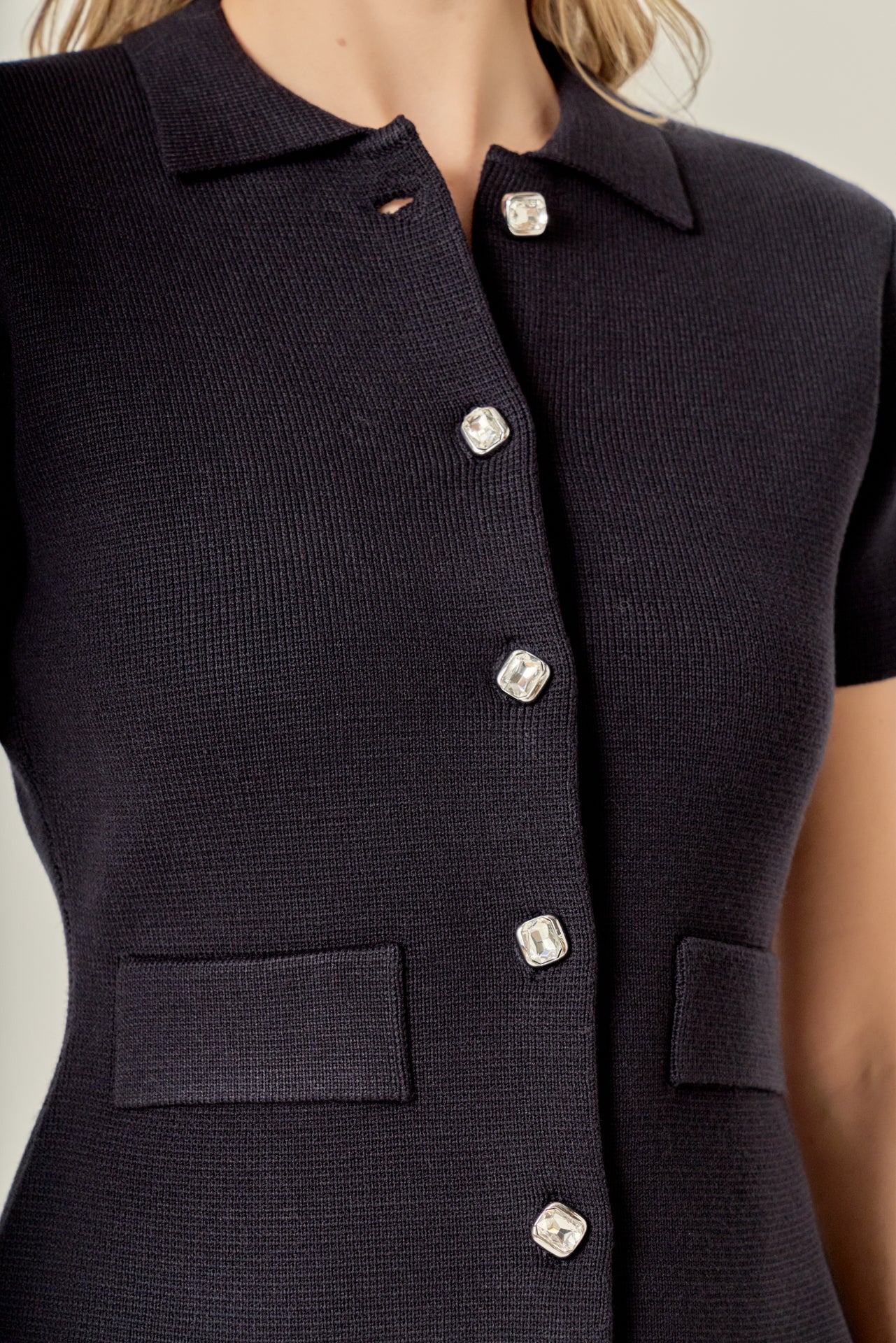 ENGLISH FACTORY - Gem Button Knit Top - TOPS available at Objectrare